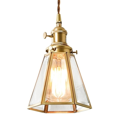 Vintage hanglamp van koper en glas
