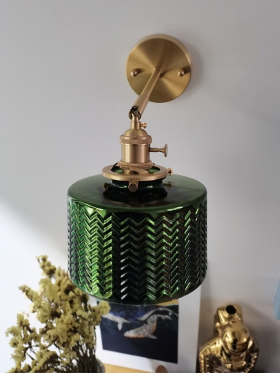 Vintage Noordse groene glazen wandkandelaar