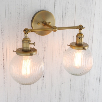 Wandkandelaar van getextureerd glas met twee lampen