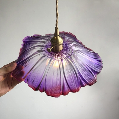 Violet - Hanglamp van Japans glas met bloemen